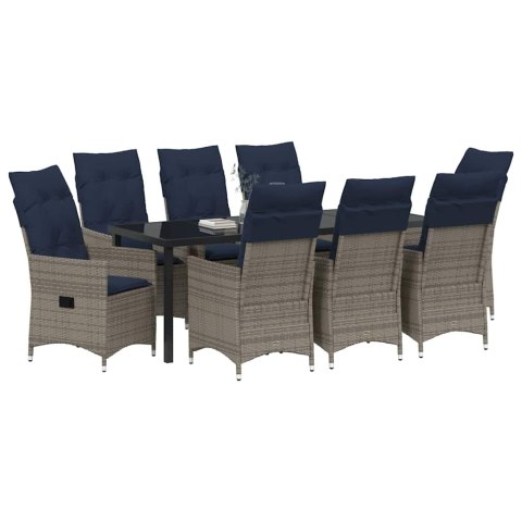 Zestaw stół i krzesła z poduszką 9 pcs Szary Rattan PE