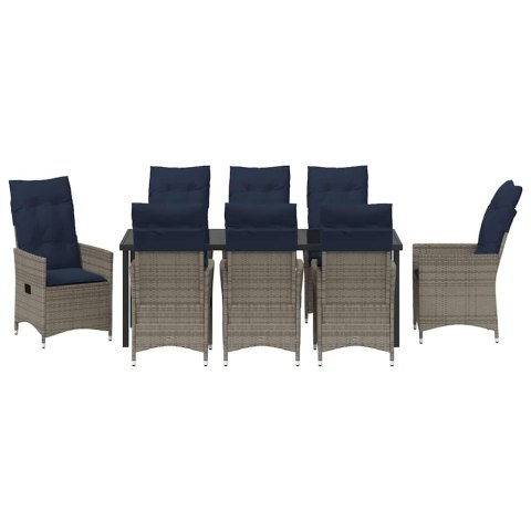 Zestaw stół i krzesła z poduszką 9 pcs Szary Rattan PE