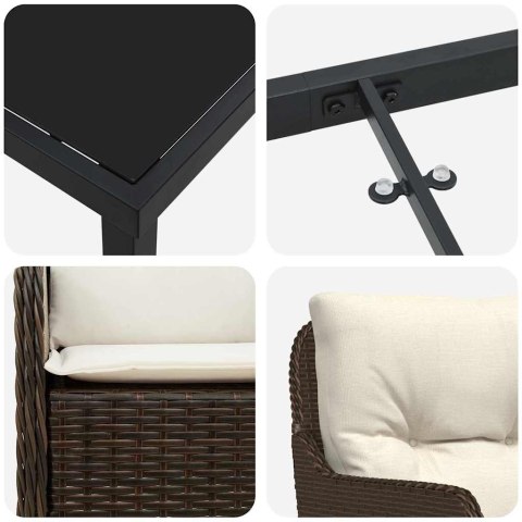 Zestaw do jadalni w ogrodzie 7 pcs Brązowy polirattan