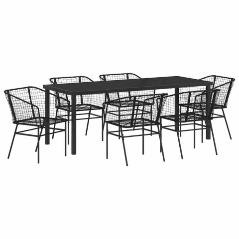 Zestaw do jadalni w ogrodzie 7 pcs Czarny polirattan