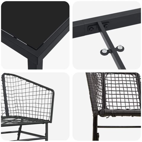 Zestaw do jadalni w ogrodzie 7 pcs Czarny polirattan