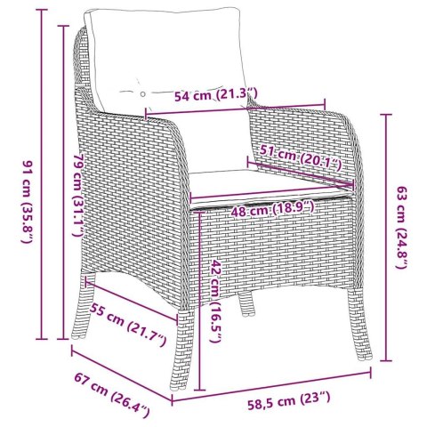 Zestaw do jadalni w ogrodzie 9 pcs Brązowy polirattan