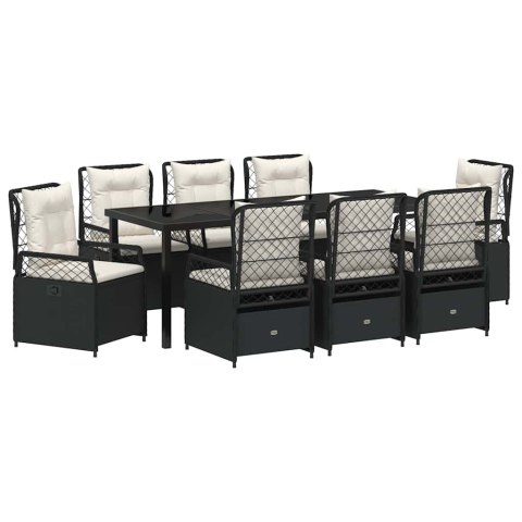Zestaw do jadalni w ogrodzie 9 pcs Czarny polirattan