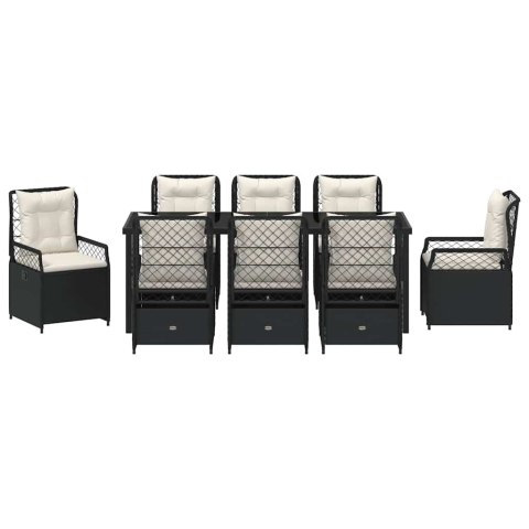 Zestaw do jadalni w ogrodzie 9 pcs Czarny polirattan