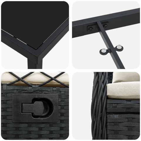 Zestaw do jadalni w ogrodzie 9 pcs Czarny polirattan