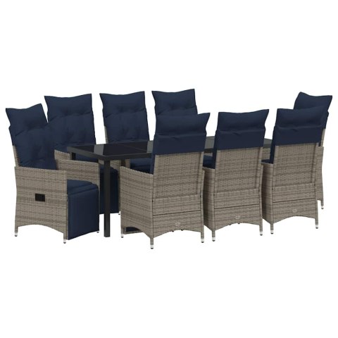 Zestaw stół i krzesła z poduszką 9 pcs Szary Rattan PE