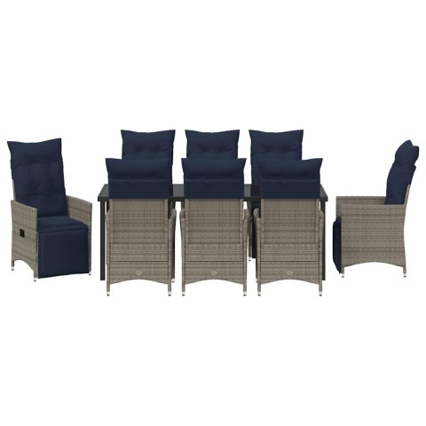 Zestaw stół i krzesła z poduszką 9 pcs Szary Rattan PE
