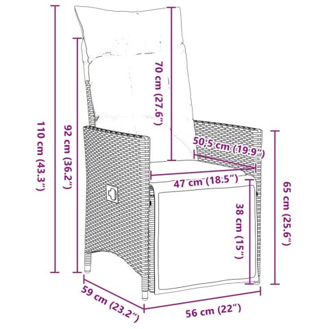 Zestaw stół i krzesła z poduszką 9 pcs Szary Rattan PE