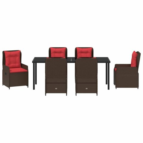 Zestaw do jadalni w ogrodzie 7 pcs Brązowy Polirattan