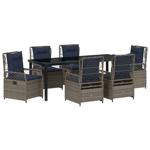 Zestaw do jadalni w ogrodzie 7 pcs Szary polirattan