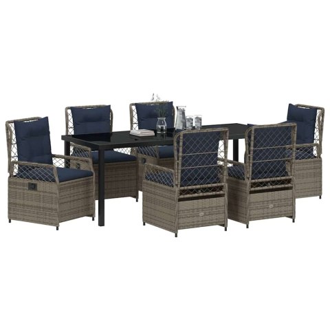 Zestaw do jadalni w ogrodzie 7 pcs Szary polirattan