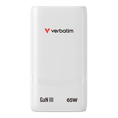 Ładowarka sieciowa Verbatim GaN Fold 'n' Go 65W 2xUSB-C PD 3.0 biała