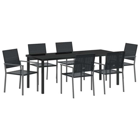 Zestaw do jadalni w ogrodzie 7 pcs Czarny Rattan PE