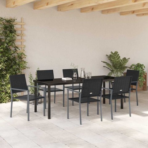 Zestaw do jadalni w ogrodzie 7 pcs Czarny Rattan PE