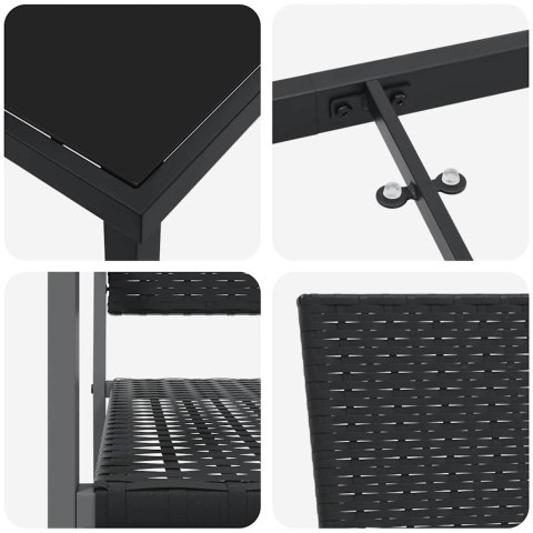 Zestaw do jadalni w ogrodzie 7 pcs Czarny Rattan PE