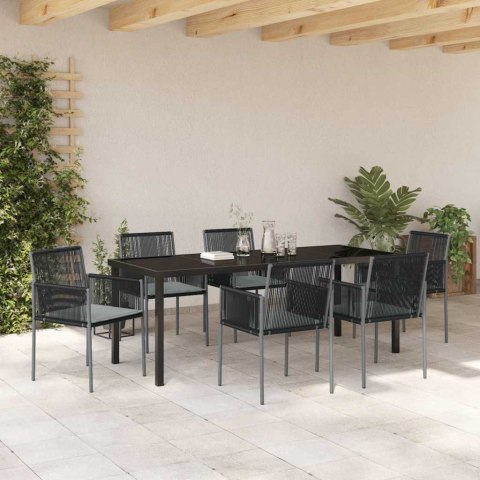 Zestaw do jadalni w ogrodzie 7 pcs Czarny Rattan PE