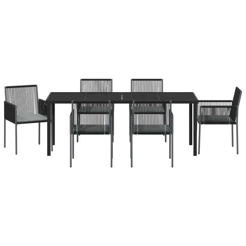Zestaw do jadalni w ogrodzie 7 pcs Czarny Rattan PE