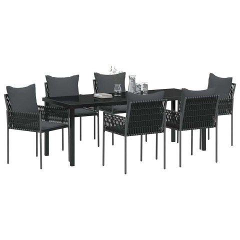Zestaw do jadalni w ogrodzie 7 pcs Czarny i szary Rattan PE