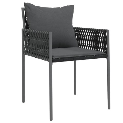 Zestaw do jadalni w ogrodzie 7 pcs Czarny i szary Rattan PE