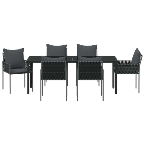Zestaw do jadalni w ogrodzie 7 pcs Czarny i szary Rattan PE
