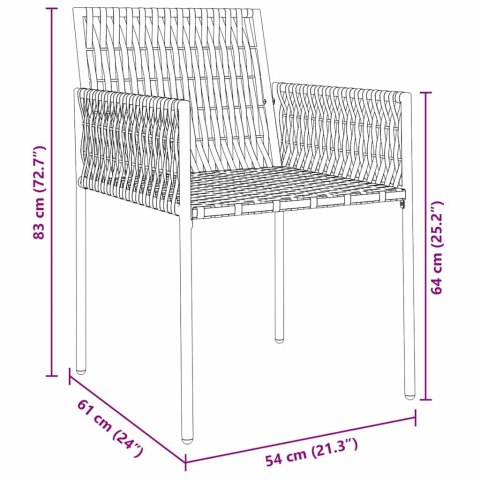 Zestaw do jadalni w ogrodzie 7 pcs Czarny i szary Rattan PE