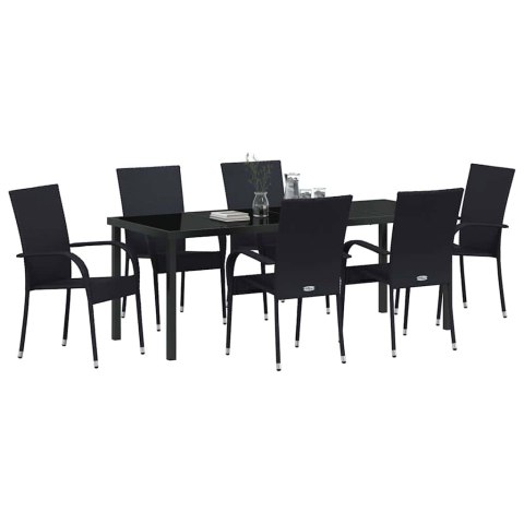 Zestaw do jadalni w ogrodzie 7 pcs Czarny