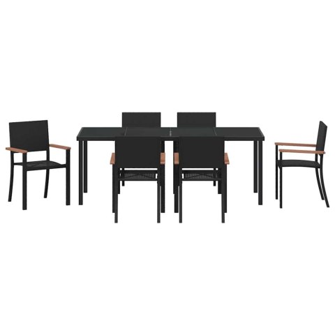Zestaw do jadalni w ogrodzie 7 pcs Czarny