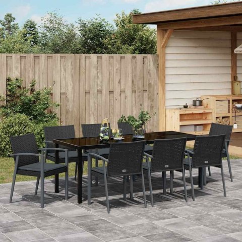Zestaw do jadalni w ogrodzie 9 pcs Czarny i szary Rattan PE