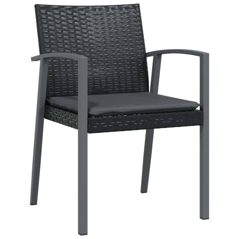 Zestaw do jadalni w ogrodzie 9 pcs Czarny i szary Rattan PE