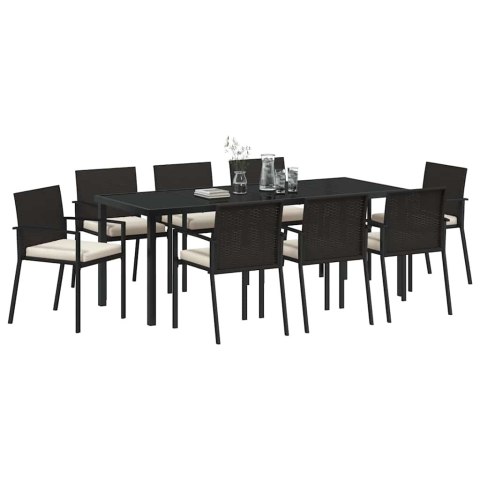Zestaw do jadalni w ogrodzie 9 pcs Czarny