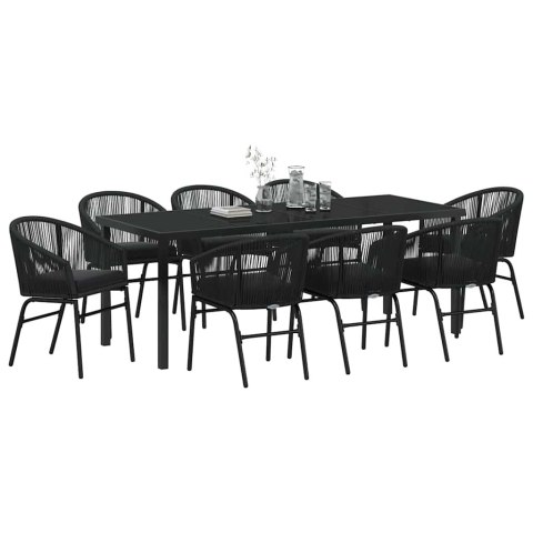 Zestaw do jadalni w ogrodzie 9 pcs Czarny