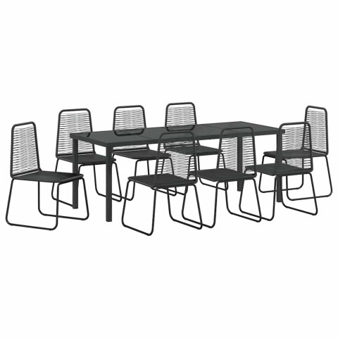 Zestaw do jadalni w ogrodzie 9 pcs Czarny