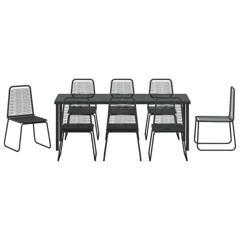 Zestaw do jadalni w ogrodzie 9 pcs Czarny