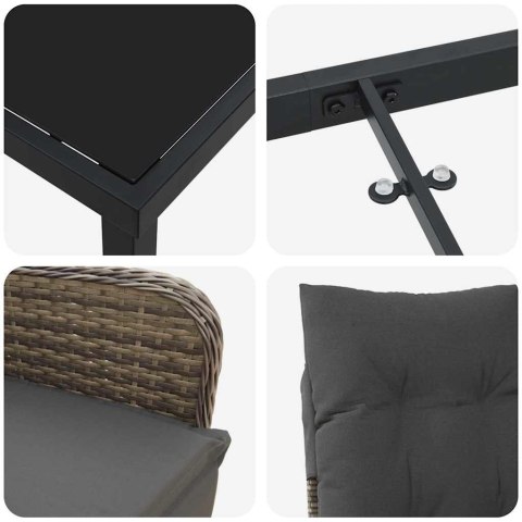 Zestaw do jadalni w ogrodzie 9 pcs Beżowy polirattan