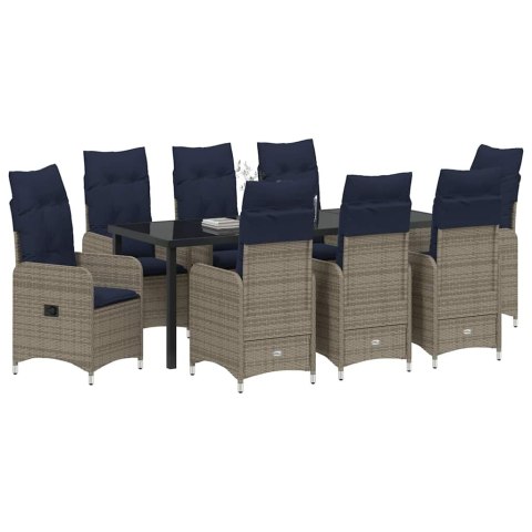 Zestaw do jadalni w ogrodzie 9 pcs Czarny polirattan