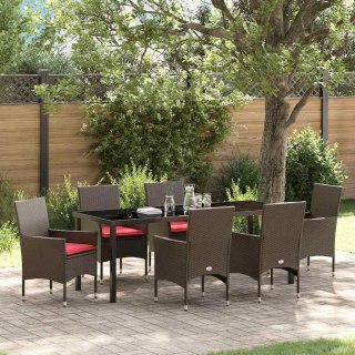 Zestaw stół i krzesła z poduszką 7 pcs Brązowy Rattan PE