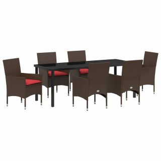 Zestaw stół i krzesła z poduszką 7 pcs Brązowy Rattan PE