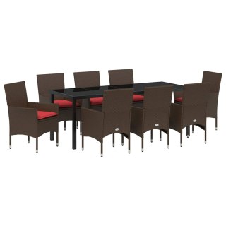 Zestaw stół i krzesła z poduszką 9 pcs Brązowy Rattan PE