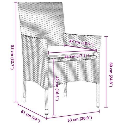 Zestaw stół i krzesła z poduszką 9 pcs Brązowy Rattan PE