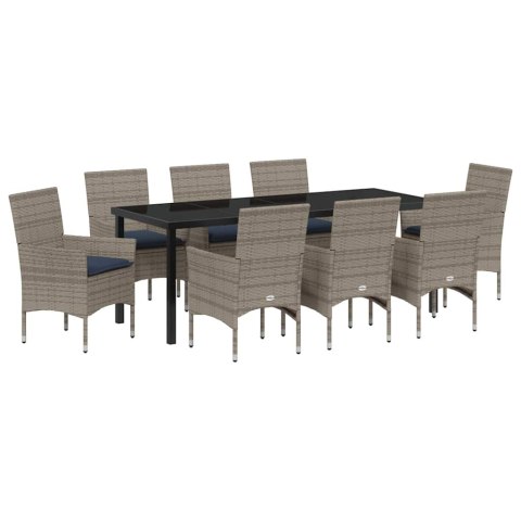 Zestaw stół i krzesła z poduszką 9 pcs Szary Rattan PE
