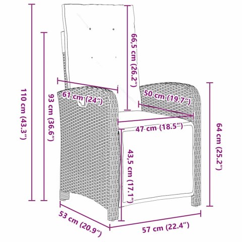 Zestaw do jadalni w ogrodzie 9 pcs Brązowy polirattan