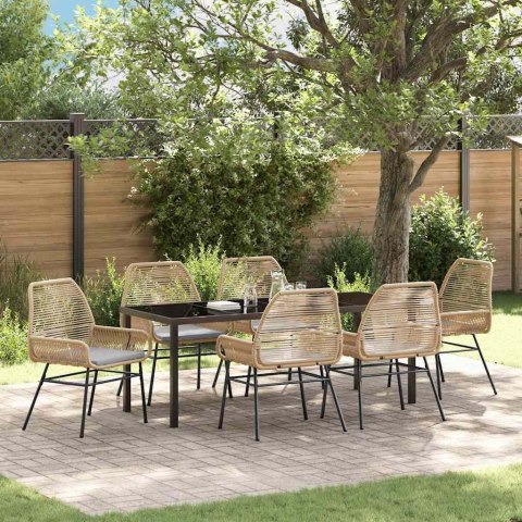 Zestaw do jadalni w ogrodzie 7 pcs Brązowy polirattan