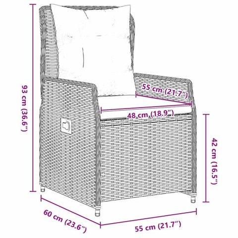 Zestaw do jadalni w ogrodzie 7 pcs Brązowy polirattan
