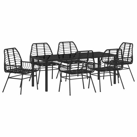 Zestaw do jadalni w ogrodzie 7 pcs Czarny polirattan