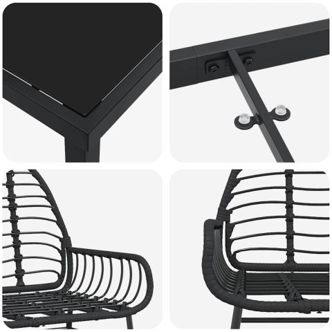 Zestaw do jadalni w ogrodzie 7 pcs Czarny polirattan