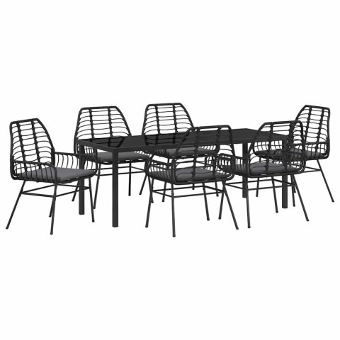 Zestaw do jadalni w ogrodzie 7 pcs Czarny polirattan