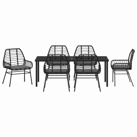 Zestaw do jadalni w ogrodzie 7 pcs Czarny polirattan