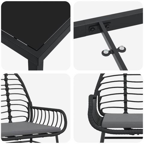 Zestaw do jadalni w ogrodzie 7 pcs Czarny polirattan