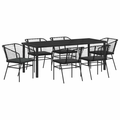 Zestaw do jadalni w ogrodzie 7 pcs Czarny polirattan