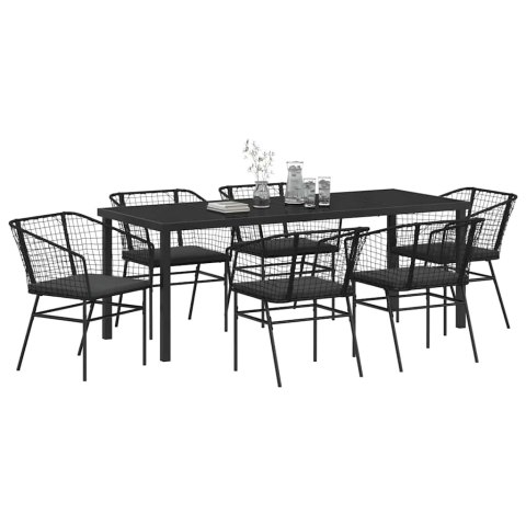 Zestaw do jadalni w ogrodzie 7 pcs Czarny polirattan